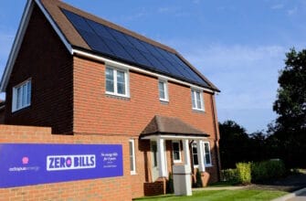Newbuild home with solar panels on the roof
